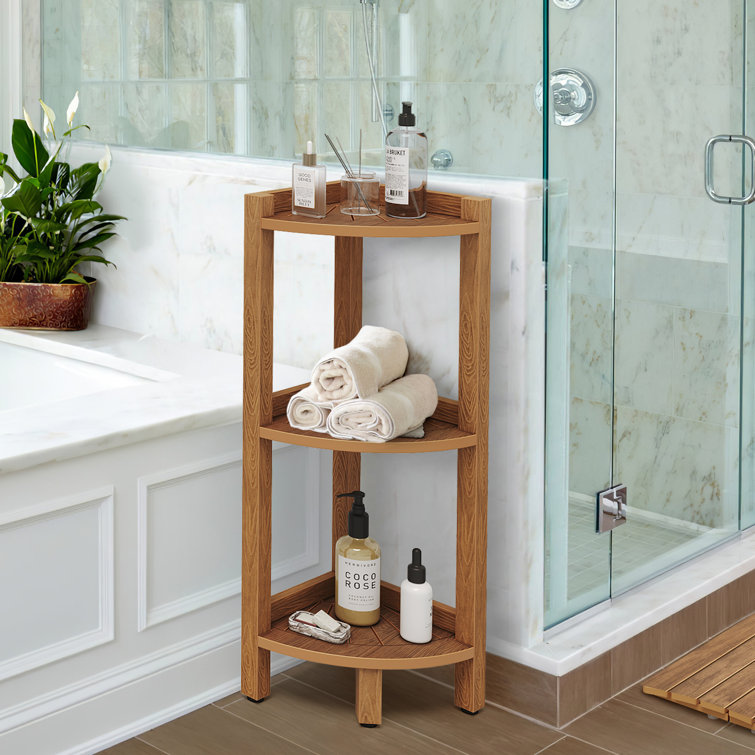 Bath corner outlet shelves